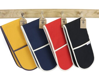 Made in Britain Double Oven Mitts in Various Colours Extra Thick, Made in England