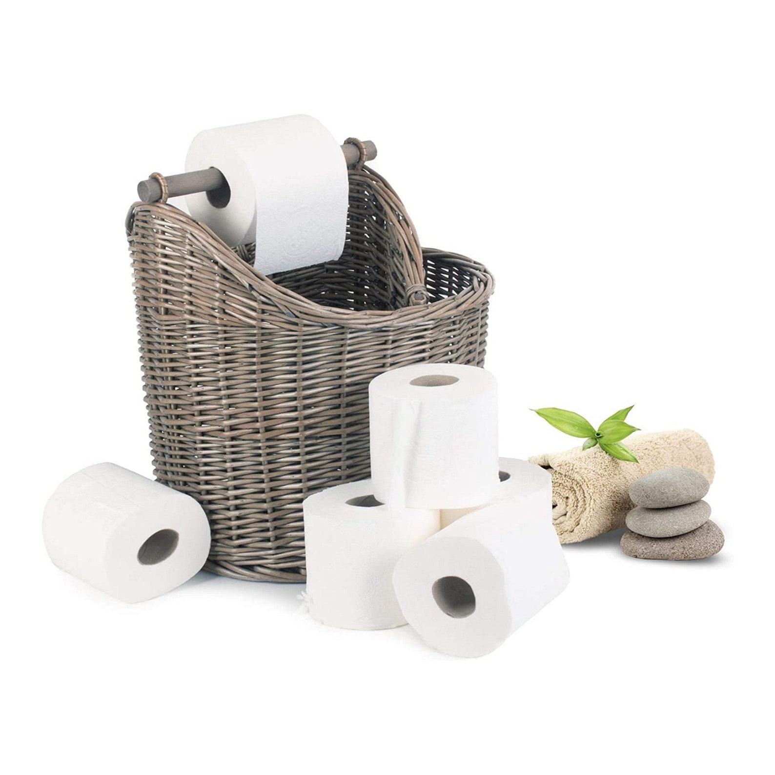 Wicker Toilet Roll Holder With Storage Basket Antique Style Etsy UK