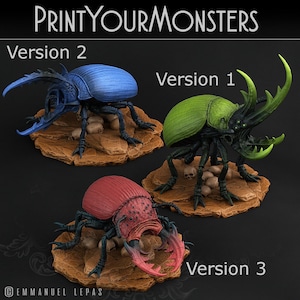 Giant Beetles 3 Versions | 3d Printed Miniature for Painting, Tabletop Game, DnD, Pathfinder | Insect 50mm | PrintYourMonsters