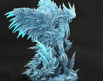 Hoarfrost Dragon | Miniature for painting, tabletop game, pathfinder, dnd, etc... | Icewind Dale Rime of the Frostmaiden