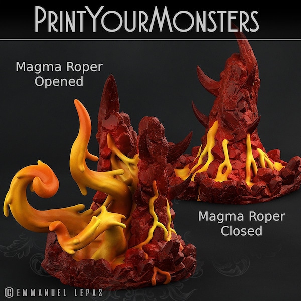 Infernal Magma Ropers | 3d Printed Miniature for Painting, Tabletop Game, DnD, Pathfinder | Volcanic Monsters | PrintYourMonsters