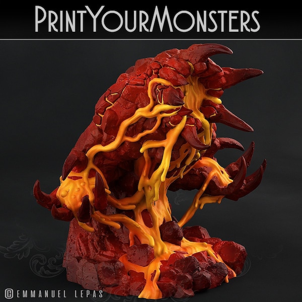 Infernal Magma Elementals | 3d Printed Miniature for Painting, Tabletop Game, DnD, Pathfinder | Volcanic Monsters | PrintYourMonsters