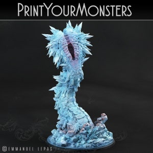 Rimesquam Worm | 3d Printed Miniature for Painting, Tabletop Game, DnD, Pathfinder | Icewind Dale Rime of the Frostmaiden | Worm 75mm