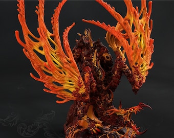 Infernal Magma Dragon | 3d Printed Miniature for Painting, Tabletop Game, DnD, Pathfinder | Volcanic Monsters | PrintYourMonsters
