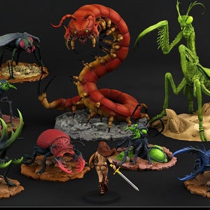Giant Insects | 3d Printed Miniature for Painting, Tabletop Game, DnD, Pathfinder | PrintYourMonsters