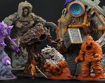 Total Golems | 3d Printed Miniature for Painting, Tabletop Game, DnD, Pathfinder | PrintYourMonsters
