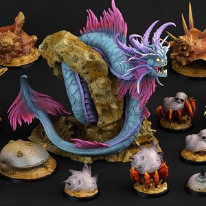 Lurkers of the Deep | 3d Printed Miniature for Painting, Tabletop Game, DnD, Pathfinder | Sea Monsters | PrintYourMonsters