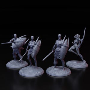 Guerreiros tribais | Miniatura impressa em 3D para pintura, RPG, DnD, Pathfinder | Guerreiro 25mm | Tumba da Aniquilação | Clynche