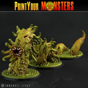 Plagues Worms 2 Versions | 3d Printed Miniature for Painting, Tabletop Game, DnD, Pathfinder, Zombicide | PrintYourMonsters