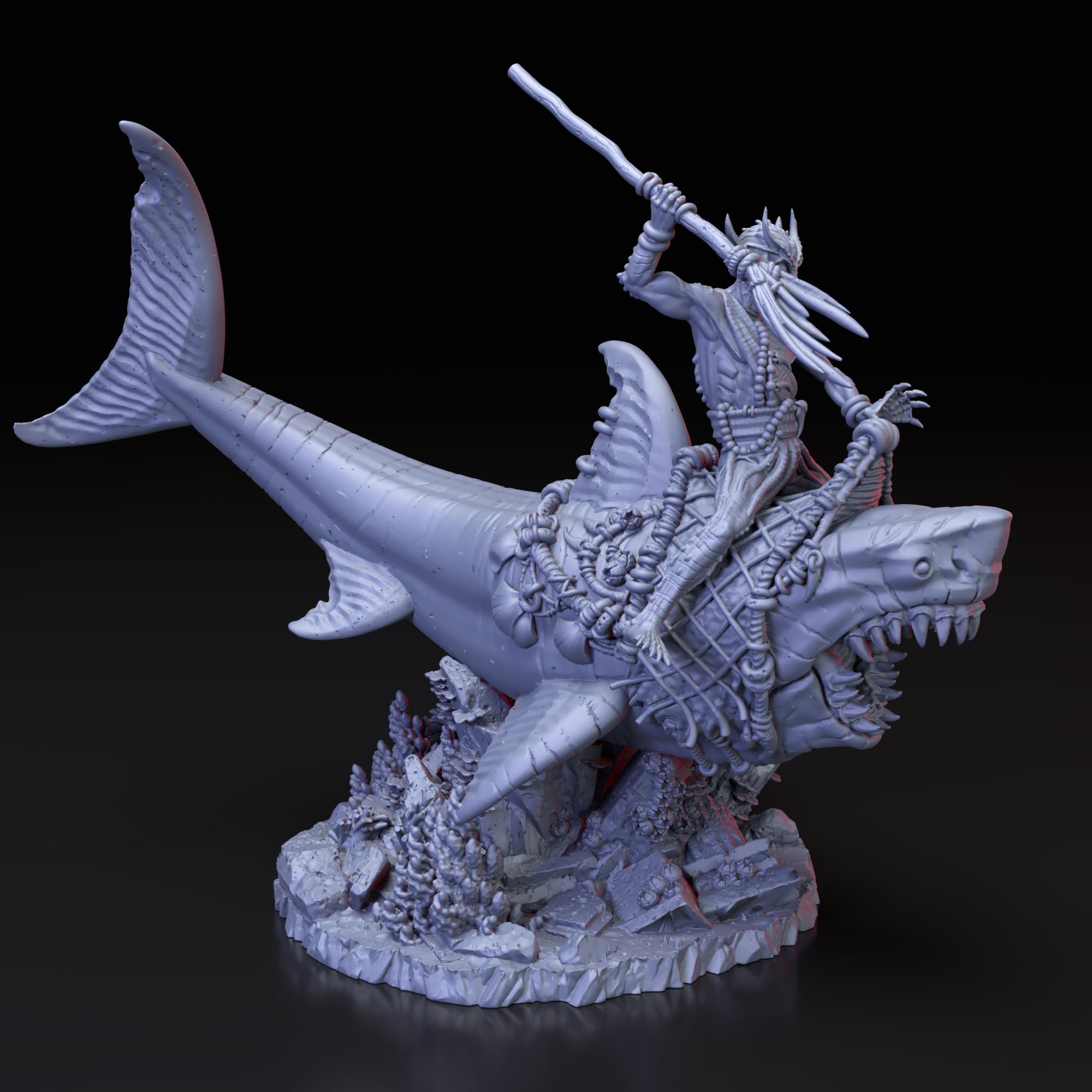 Sharks Riders 2 Versions | 3d Printed Miniature for Painting, Tabletop ...