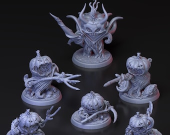 Pumpkin Soldier 6 Versions | 3d Printed Miniature for Painting, Tabletop Game, DnD, Pathfinder, Zombicide | Halloween Miniature