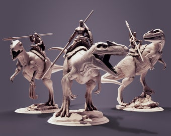 Alossauro com/sem cavaleiro | Miniatura impressa em 3D para pintura, RPG, D&D, Pathfinder | Tumba da Aniquilação | Clynche