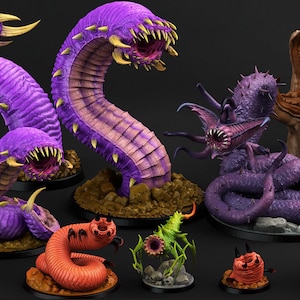 Worms Subterranean Terrors | 3d Printed Miniature for Painting, Tabletop Game, DnD, Pathfinder | Giant Worms | PrintYourMonsters