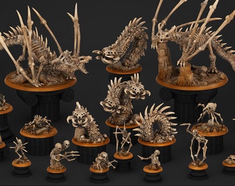 Bone Monsters | 3d Printed Miniature for Painting, Tabletop Game, DnD, Pathfinder, Zombicide | Land of Bones | PrintYourMonsters