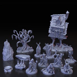 Witch Pack | 3d Printed Miniature for Painting, Tabletop Game, DnD, Pathfinder, Zombicide | Tomb of Annihilation | PrintYourMonsters