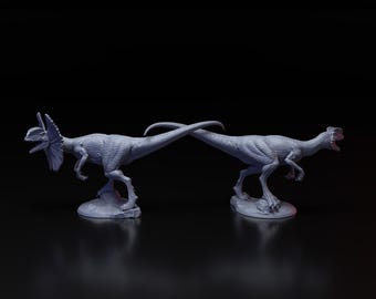 Dilophosaurus | 3d Printed Miniature for Painting, Tabletop Game, DnD, Pathfinder | Dinosaur 25mm | Tomb of Annihilation | Clynche