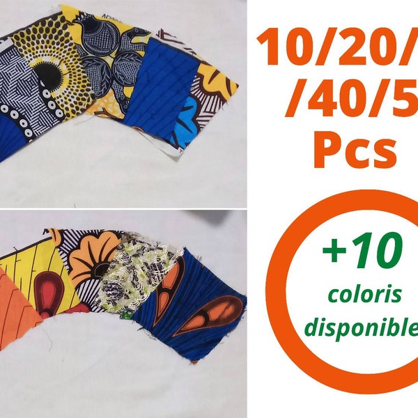 Coupon Wax 100% Coton 10 x 10 cm Vendu en Lot de 10/20/30/40/50 pièces Couleurs Aléatoires| Chutes Tissus Africains Patchwork Quilting