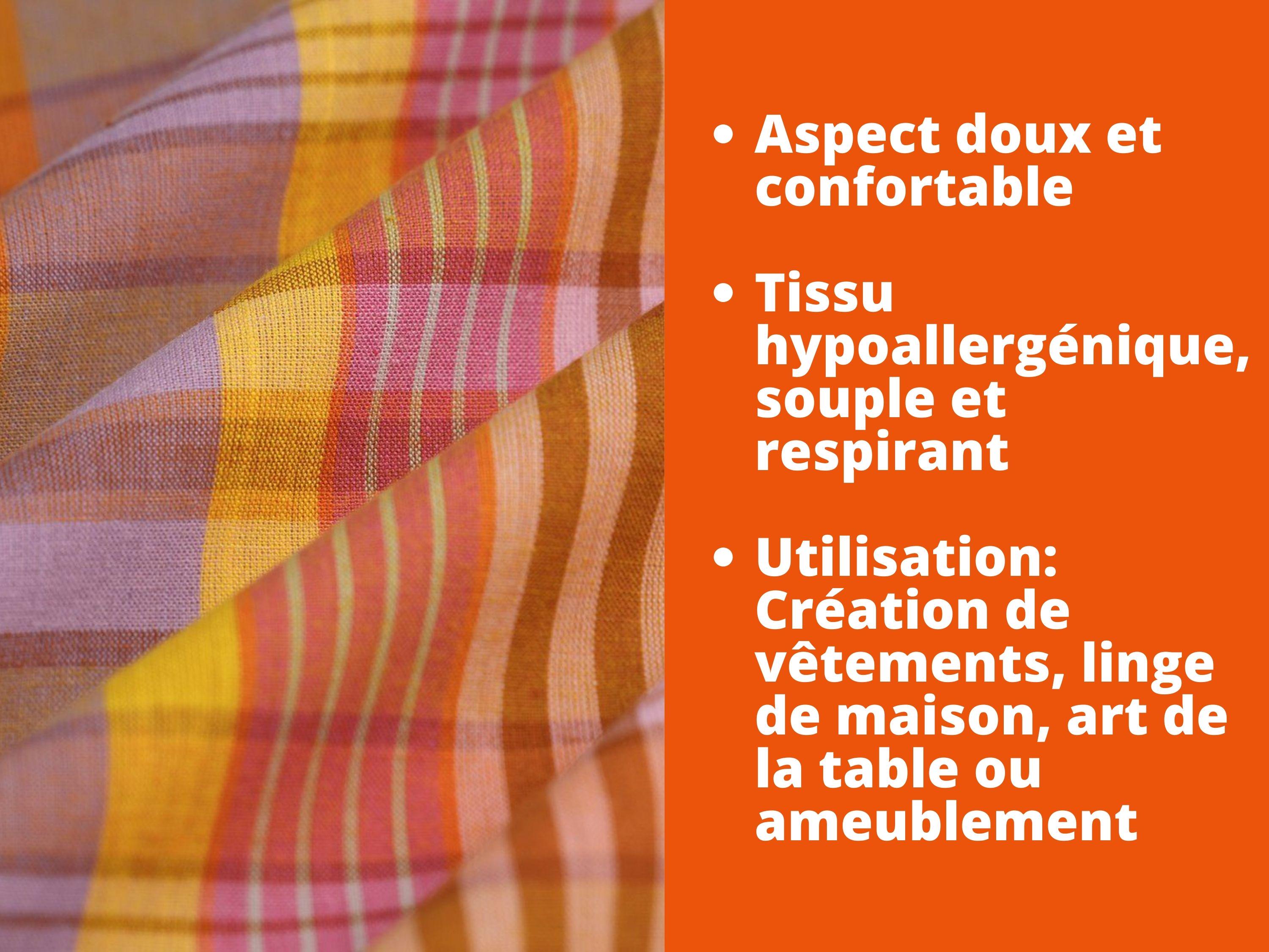 Coupon Tissu Madras Coton Jaune Et Rouge à Carreaux - Neuf Pour Patchwork/couture