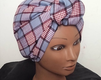 Adjustable Madras Turban Hat with Knot for Adult Women | Gift for Her | Caribbean Fabric Turban | Several Colors Available