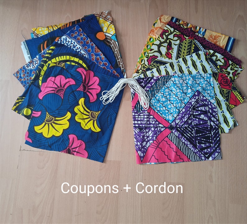 Coupon Lot Tissu Wax Imprimé Africain 100% Coton 50 x 25 cm 3/5/7/10 pièces Couleurs Aléatoires Patchwork Quilting Couture Masque Mercerie image 7