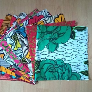 Coupon Lot Tissu Wax Imprimé Africain 100% Coton 50 x 25 cm 3/5/7/10 pièces Couleurs Aléatoires Patchwork Quilting Couture Masque Mercerie image 1