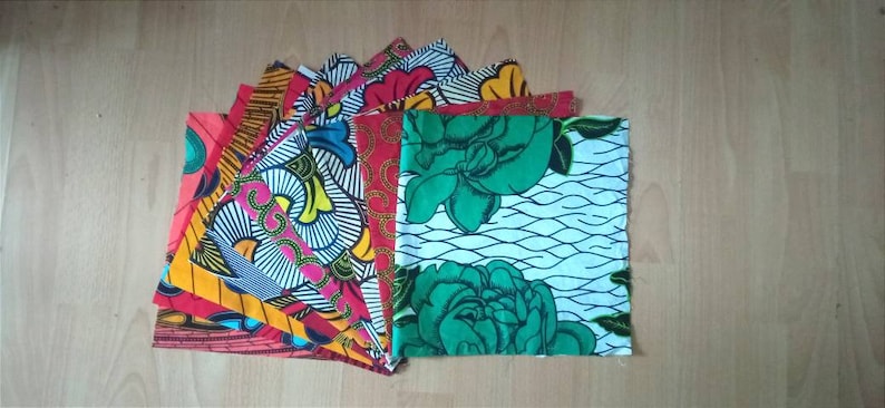 Coupon Lot Tissu Wax Imprimé Africain 100% Coton 50 x 25 cm 3/5/7/10 pièces Couleurs Aléatoires Patchwork Quilting Couture Masque Mercerie image 1