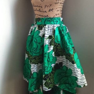 Asymmetrical African skirt | Long and short wax skirt | Gathered skirt in African loincloth | Asymmetrical wax top | 17 Colors available