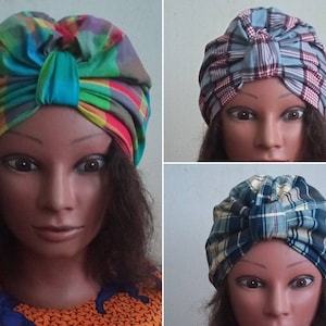 Madras Turban Hat for Adult Women | Gift for Her | Madras Accessory | Turban Caribbean Fabrics | Several Colors Available