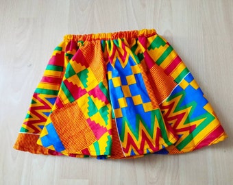 Jupe courte africaine Kita Kente/ Jupe en pagne Kita pour fille/ Jupe africaine Kente orange