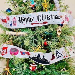 White 48” Wizard Christmas Tree Ribbon Garland | Magical Holiday Decor
