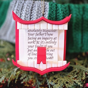 Ornamento ou suporte de letras mágicas impressas em 3D – decoração inspirada em bruxos vermelhos e brancos para fãs, presente de Natal ou exibição de mesa