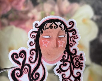 Stickers carnets : Sticker fille original et fantaisiste