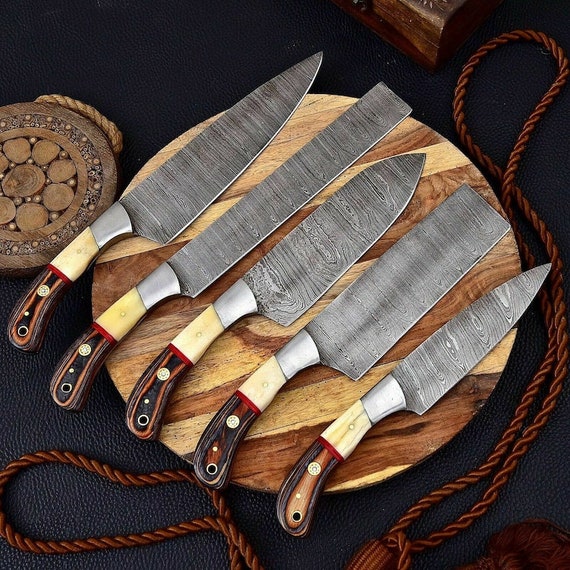 Best Damascus Steel Kitchen Knives 5 Pieces Set, Kitchen Knives-Cutlery