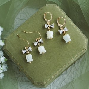 Maiglöckchen Blumen Ohrringe Hochzeit Ohrringe Braut Ohrringe Fee Ohrringe Weihnachtsgeschenk Muttertagsgeschenk