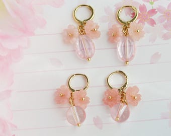 Cherry blossom earrings,  sakura earrings, Japanese earrings, spring earrings, pink flower earrings, floral earrings,wedding earrings