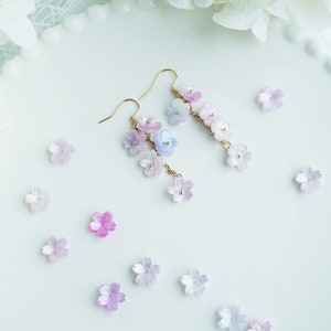 Cherry blossom earrings, flower earrings, sakura earrings, Japanese earrings, spring earrings, pink flower earrings, mismatched earrings