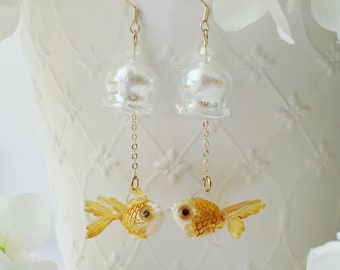 Goldfische Ohrringe | Koi Fisch Ohrringe| Glasblasen Ohrringe | Japanische Ohrringe| skurrile Geschenke für Sie| Sommer Ohrringe| Fisch Ohrringe|