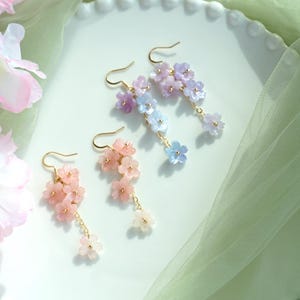 桜のイヤリング、花のイヤリング、桜のイヤリング、和風のイヤリング、春のイヤリング、ピンクの花のイヤリング、ミスマッチのイヤリング