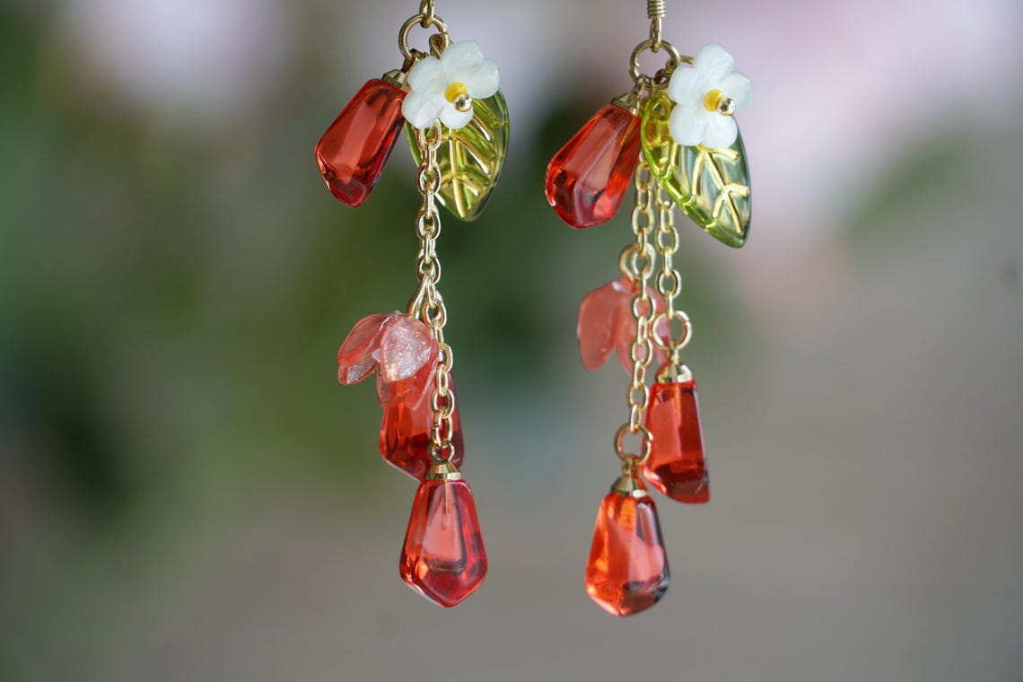 Pomegranate seeds earrings