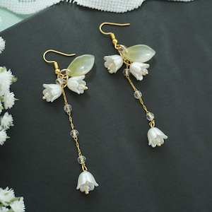 Beautiful white  lily of the Valley Flower Earrings Wedding Earrings Bridal earrings  Fairy earrings Unique earrings Gift for her