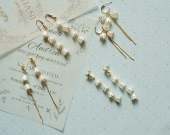 Boucles d’oreilles Lily of the Valley, Boucles d’oreilles longues fleurs, Boucles d’oreilles nuptiales Boucles d’oreilles de mariage, Boucles d’oreilles féeriques, Bijoux, Cadeau unique pour elle