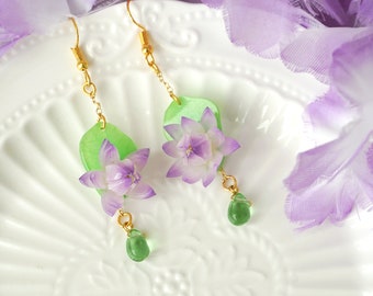 Summer Pink purple white  lotus earrings cute  earrings floral earrings kawaii earrings statement earrings