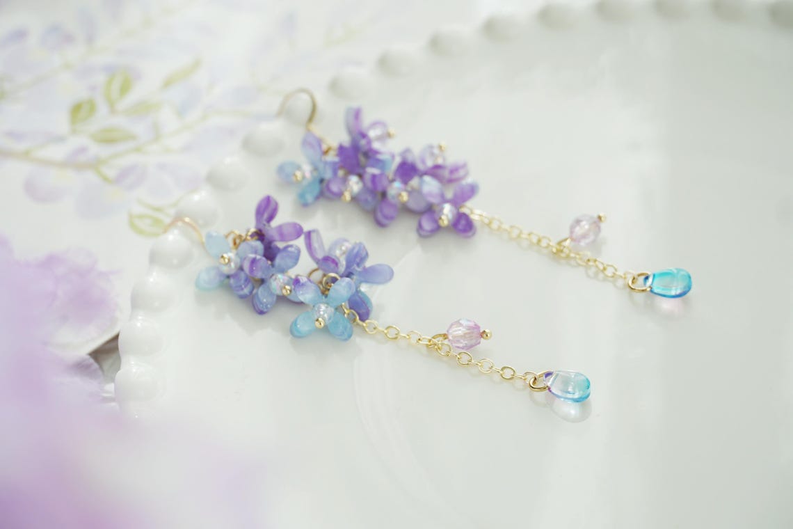Purple lilac flower Earrings