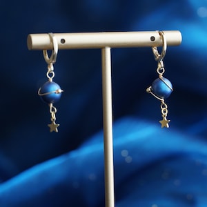 Planet Earrings, Planet drop Earrings, Space Fringe Dangle Earrings, Galaxy Drop Earrings, Universe Statement Jewelry