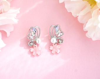 Cherry blossom earrings, flower earrings, sakura earrings, Japanese earrings, spring earrings, pink flower earrings, floral earrings