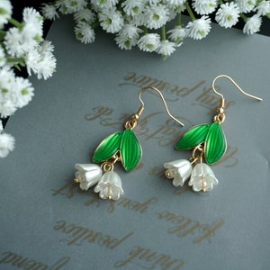 Beautiful white  lily of the Valley Flower Earrings Wedding Earrings Bridal earrings  Fairy earrings Unique earrings Gift for her
