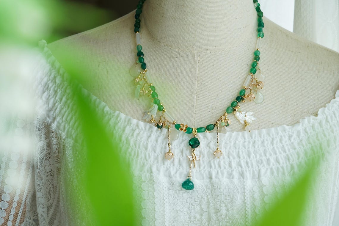 Green jade necklace