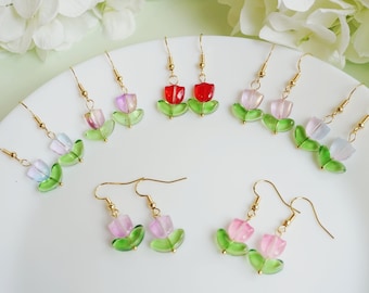 Tulip earrings flower earrings spring earrings cute earrings Floral earrings kawaii earrings boho earrings gift for her