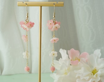 Cherry blossom earrings, floral earrings, sakura earrings, Japanese earrings, spring earrings, pink flower earrings