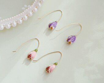 Mini Pink Tulip Earrings 